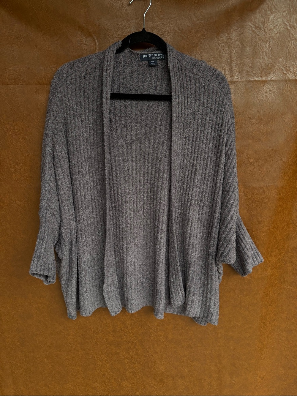 Barefoot Dreams CozyChic Lite Ribbed Shrug Cardigan L/XL Plum Purple